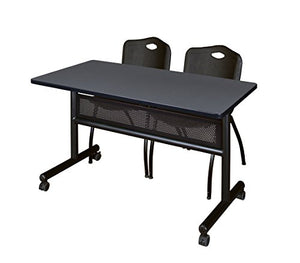 Regency Flip Top Mobile Training Table Set 48 x 24 inch Grey/Black