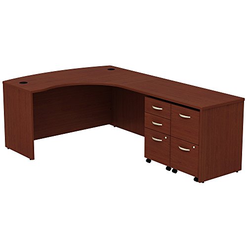 Bush Business Furniture Series C 60W Bowfront RH L-Desk, 2-Drawer Mobile Pedestal and 3-Drawer Mobile Pedestal