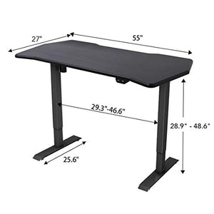 FlexiSpot Height Adjustable PC Gaming Desk, 55 x 27 Inches, Computer Table for E-Sports Gamer, Black Frame with Game Top…
