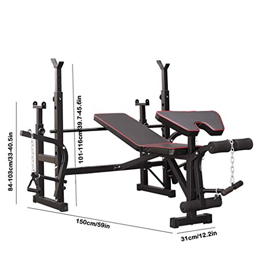 Adjustable Olympic Weight Bench, Squat Rack Indoor Multi-Function Olympic Weight, Strength Training Fitness Equipment for Full-Body Workout