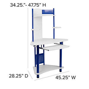 Flash Furniture Walker Blue Corner Computer Desk with Hutch