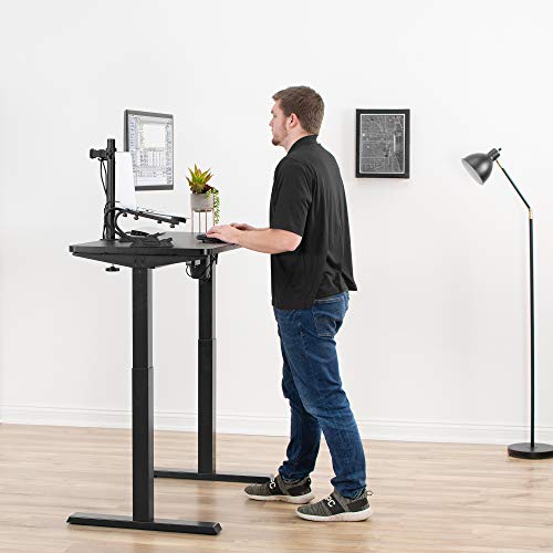 VIVO Electric 43 x 24 inch Stand Up Desk, 3 Section Table Top with Frame, Height Adjustable Standing Workstation with Simple Controller, Black, DESK-EP43TB