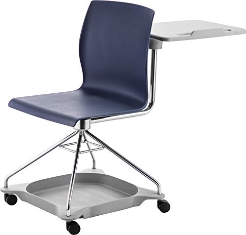 National Public Seating Mobile Chair with Tablet Arm and Storage, Blue