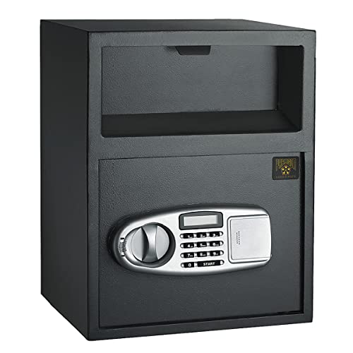 PARAGON LOCK & SAFE Digital Depository Safe – Electronic Drop Box with Keypad, 2 Manual Override Keys – Deposit Cash Easily – For Home or Business