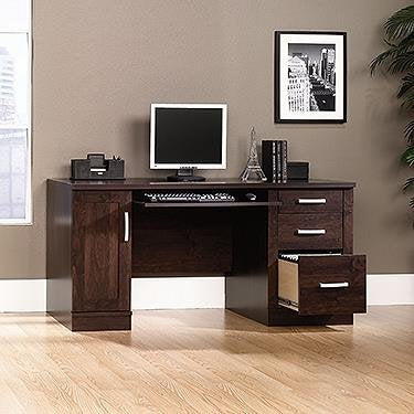 Sauder 408291 Office Port Credenza, L: 10.88" x W: 21.88" x H: 24.50", Dark Alder finish