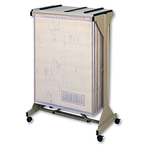 Safco Mobile Plan Center with 18 Hanging Clamps - Sand