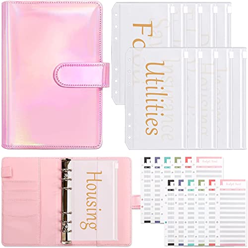 FCYIXIA Folder A6 Budget Binder with 10pcs Pre-Printed Cash Envelopes for Budgeting, 12pcs Expense Budget Sheets, Money Organizer for Saving (Color : G)