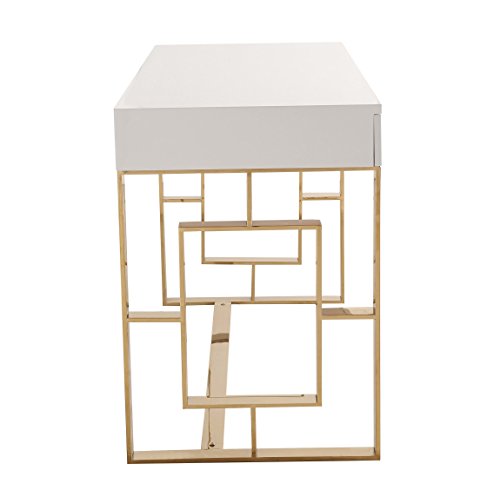 Tov Furniture Audrey Collection Lacquer, 3 Drawer Desk, White