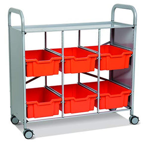 Gratnells Callero Plus Library Cart with 6 Deep F2 Tropical Orange Trays