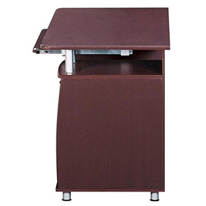 Pemberly Row 48" Wide Home Office Computer Desk in Gray with CPU Storage Cabinet and Hanging File Cabinet, Brown