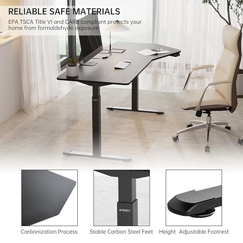 EUREKA ERGONOMIC Adjustable Height Standing Desk (70" x 30") Dual Motor, Memory Presets, Heptagon/Solid Wood