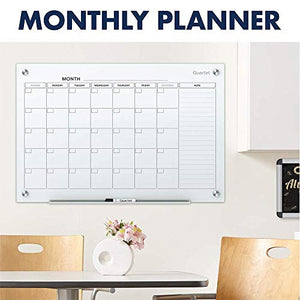 Quartet Magnetic Whiteboard Calendar, Glass Dry Erase White Board Planner, 4' x 3', White Surface, Frameless, Infinity (GC4836F)
