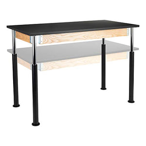 Learniture 30" W x 60" L Adjustable-Height Science Lab Table w/Chemical Resistance Top, Black