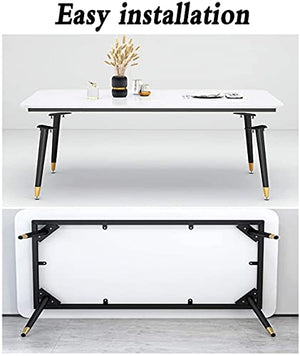 UsmAsk Conference Reception Room Coffee Table with Chair - Black 110x60 (White)