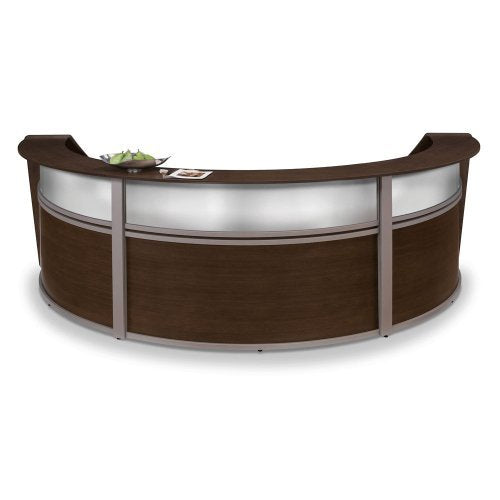 OFM Marque Series Plexi Single-Unit Curved Reception Station - Office Furniture Receptionist/Secretary Desk, Cherry (55310-CHY)