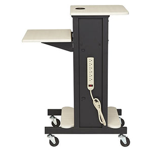 Oklahoma Sound PRC200 Premium Presentation Cart, Ivory Woodgrain/Black, 18"x40.5"x30