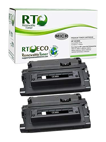 Renewable Toner Compatible MICR Toner Cartridge Replacement for HP CE390A 90A Laser Printer M601 M602 M603 M4555 (Pack of 2)