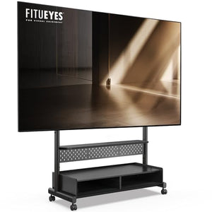 FITUEYES Rolling TV Stand for 70-100 Inch TV - Portable Floor Mount with Wooden Drawer