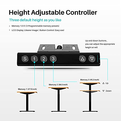 Zoopolyn Electric Standing Desk with Whole Piece Bamboo Board 48"X24" Height Adjustable Desk for Home Office Black Frame Carbonized Top