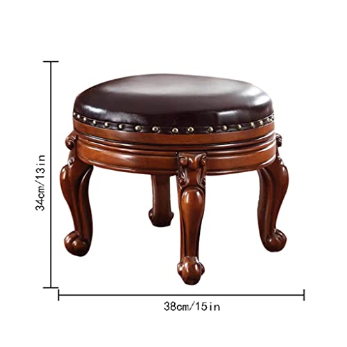 KOHARA Rotatable Solid Wood Footstool with Elastic Sponge Filling - Green