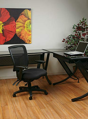 Office Star ProGrid High Back Managers Chair with Adjustable Arms, Multi-Function and Seat Slider (Black)