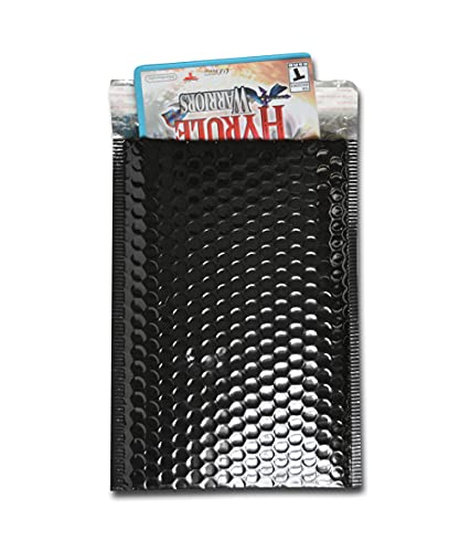 PSBM Black Bubble Mailers, 7.5x11 Inch, 500 Pack, Shiny Metallic, Padded Glamour Shipping Envelope, Self Seal and Peel Strip