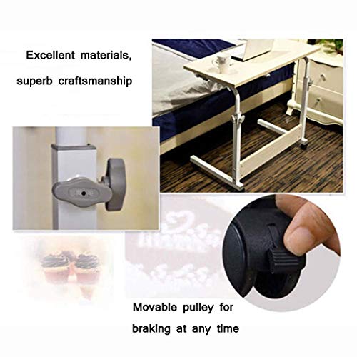 WPHPS Folding Computer Desk, Adjustable Mobile Bed Table Portable Laptop Computer Stand Desks Cart Tray