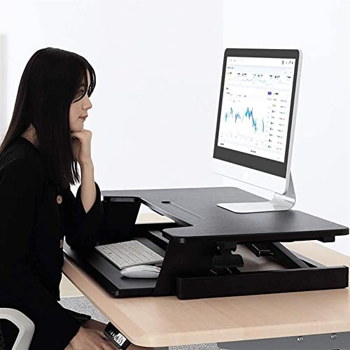 Ergonomic Standing Desk Converter Stand up Desk Riser Sit Stand Desk Adjustable Height Lift Desks Computer Workstation for Home Office (Black)