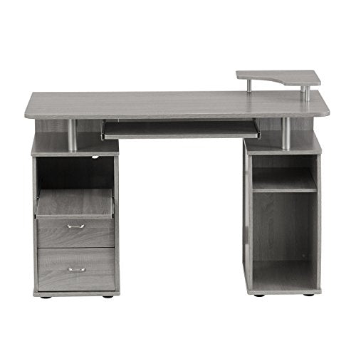Techni Mobili Floating Modern Office Desk & Complete Computer Workstation, Gray