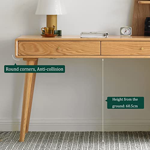 Modern Solid Wood Office Desk with Drawer, Cabinet, and Bookshelf
