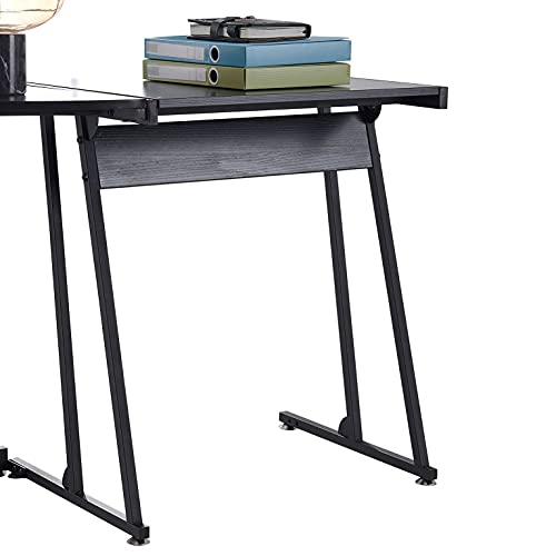 LJTT L-Shaped Desk Computer Corner Desk, Home Gaming Desk, Office Writing Workstation, Space-Saving, Easy to Assemble, Black