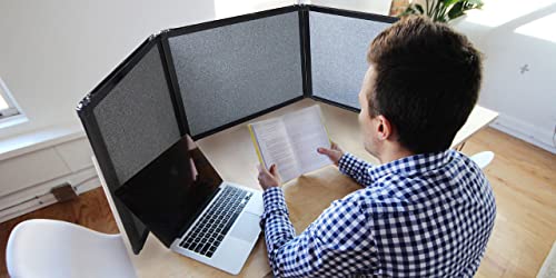 VERSARE Folding 3-Panel Partition Tabletop Display | Lightweight Portable Workspace Divider | Cloud Gray 99" x 36