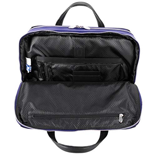 McKlein, N Series, Harpswell, Nano Tech-Light Nylon with Leather Trim, 17" Nylon Dual Compartment Laptop Briefcase, Navy (18567)