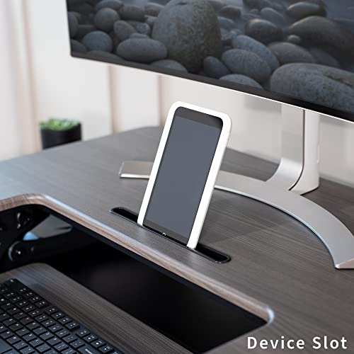 VIVO Height Adjustable Stand Up Desk Converter, V Series, Gray Top, Black Frame