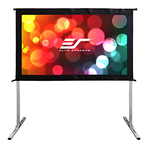 Elite Projector MosicGO Ultra Short Throw Projector IPX2 with Li-Ion Battery Dual Speaker Native 1080P UST ALR DLP LED Bundle with Elite Projection Screen OMS58H2, Tripod Stand Indoor/Outdoor - MGFU-S