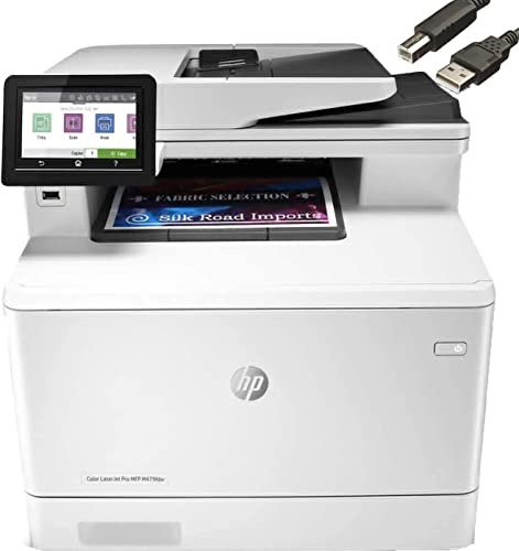 HP Color Laserjet Pro Multifunction M479fdw Wireless Laser Printer, Print Scan Copy Fax, Automatic 2-Sided Printing, 28 ppm, 250-sheet, 512MB, Works with Alexa, Bundle with JAWFOAL Printer Cable.