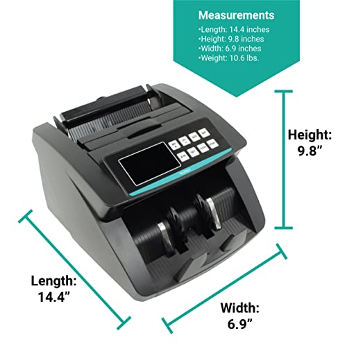 Kolibri Money Counter Machine with UV/MG/IR/DBL/HLF/CHN Counterfeit Detection - US-Based Support, Large LED Display, 1,500 Bills/Min, 1-Year Warranty
