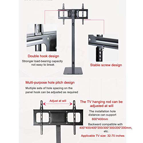 YokIma Universal Floor TV Stand with Swivel Mount for 32-70 Inch TVs, Mobile TV Cart - Black-D
