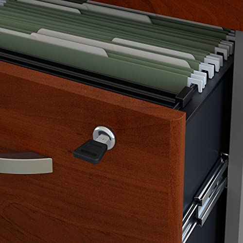 Bush Business Furniture Series C Office Desk with Mobile File Cabinet, 48W x 30D, White Suede Oak and Barnwood