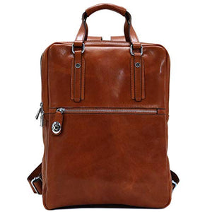 Floto Firenze Top Handle Leather Backpack with Laptop Storage (Olive (Honey) Brown)
