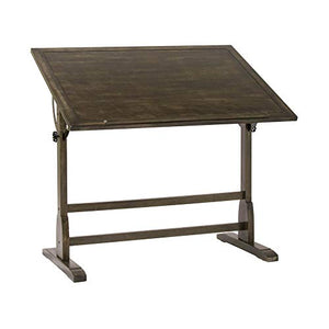 Offex Classic Design Vintage Wood Drafting Table with 42"x 30" Adjustable Top and Pencil Groove - Distressed Black