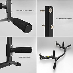 Wall Mounted Pull Up Bar, Multi-Grip Chin Up Bar/Upper Body Workout Bar with Comfortable Handles, Indoor Strength Training Equipment