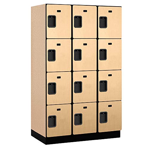 Salsbury Industries 6ft High 21in Deep Maple 4-Tier Designer Wood Locker with 3 Wide Storage Units