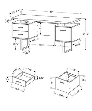 Monarch Specialties Walnut Hollow-Core/Silver Metal Office Desk, 60-Inch