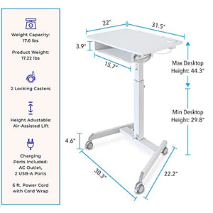 Stand Steady Cruizer™ Mobile Podium with UL Safety Certified Power Outlets | 31in Height Adjustable Student Desk with Built-In Storage | Portable Standing Desk | Rolling Laptop Desk