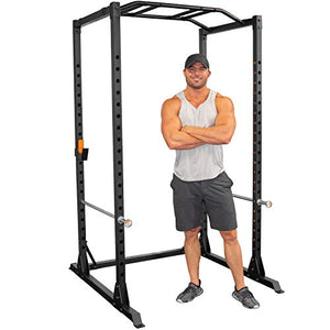 GRIND Fitness Alpha3000 Power Rack, Squat Rack with Barbell Holder, Silver Spotter Arm,2x2 Uprights, Textured Multi-Grip Pull Up Bar, Heavy Duty J-Cups (Alpha3000)