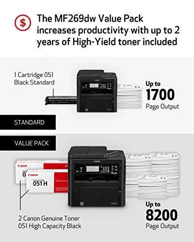 imageCLASS MF269dw VP - All in One, Wireless, Mobile Ready Laser Printer with 2 Year Warranty and 2 High Capacity Toners