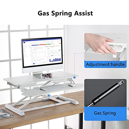 31.4inch Standing Desk Converter Height Adjustable Sit to Stand Up Desk Riser Home Office Desk Workstation with Keyboard Tray Gas Spring Lift Black (Color : Black)