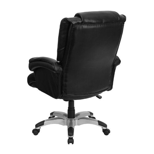 Flash Furniture High Back Black Leather OverStuffed Executive Swivel Chair with Fully Upholstered Arms