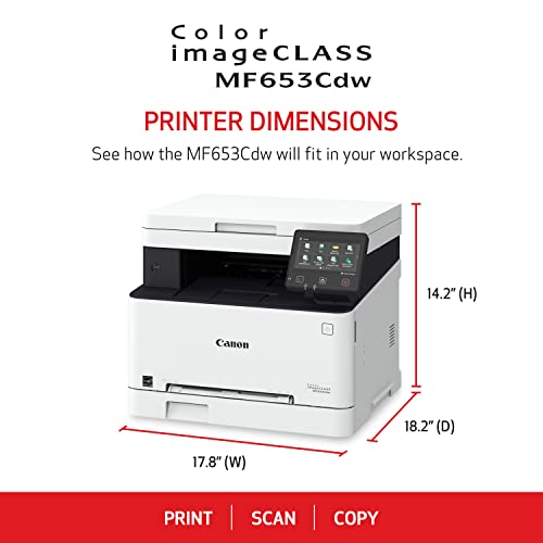 Canon Color imageCLASS MF653Cdw Wireless Laser Printer - Multifunction, Duplex, Mobile-Ready - White